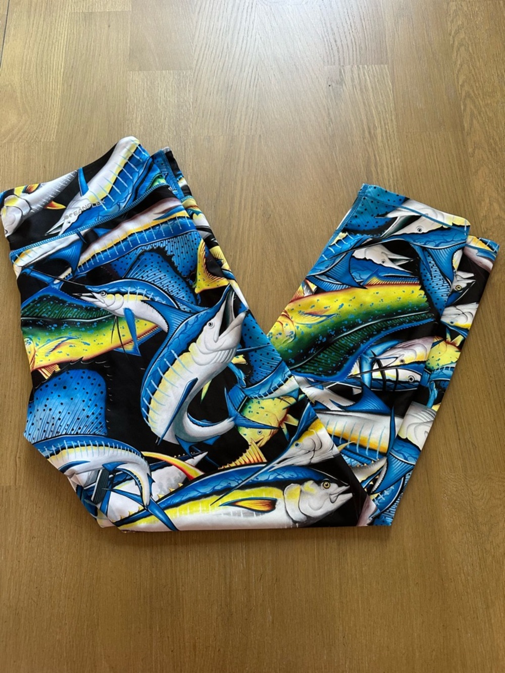 Pelagic Blue Yellow Black Marlin Print Leggings - Picture 2 of 3
